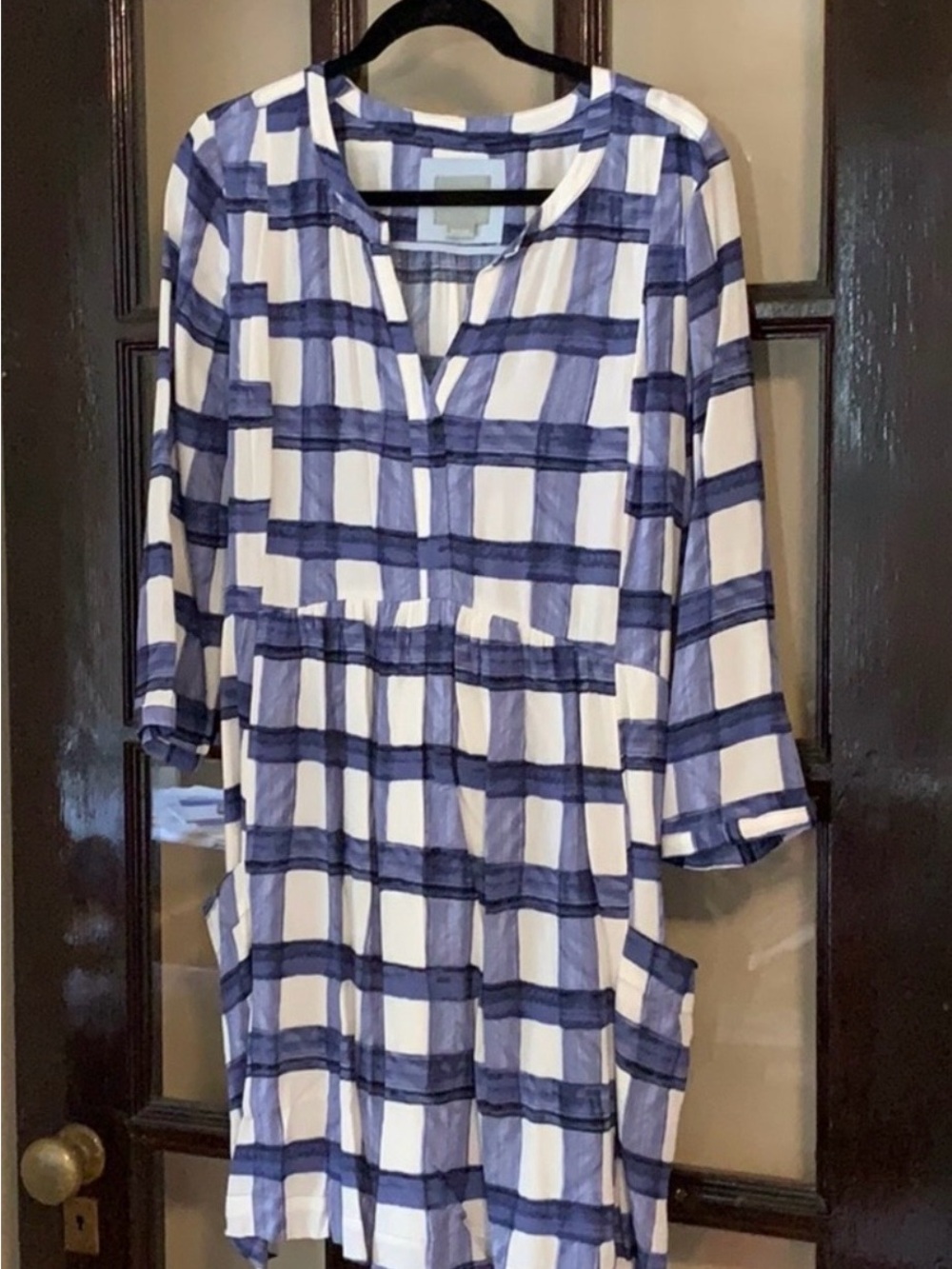 Anthropology Maeve Devery Blue Plaid Dress